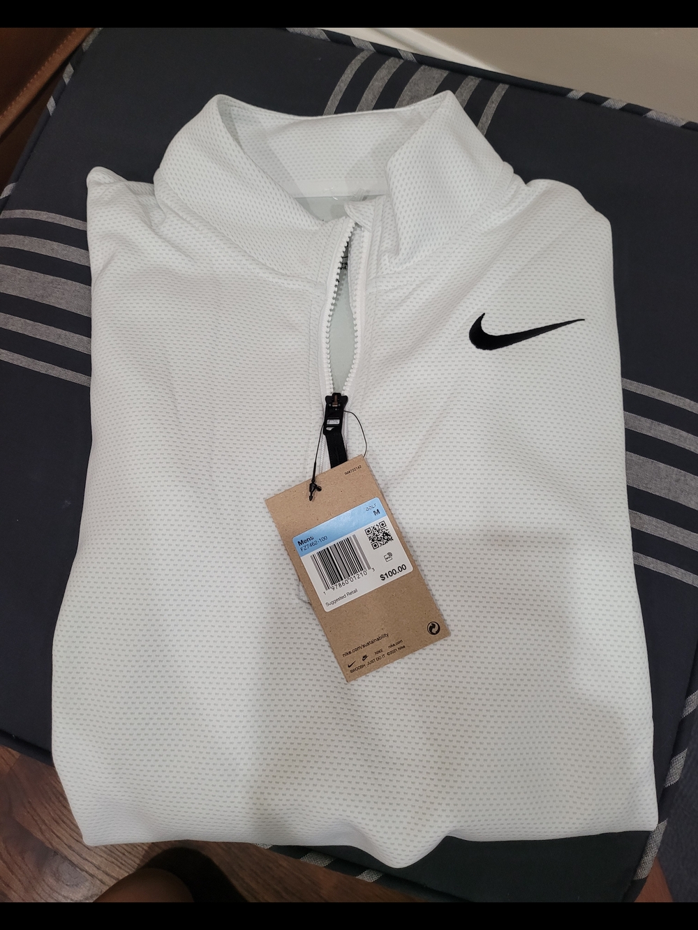 Nike White Dri-FIT Quarter-Zip Pullover